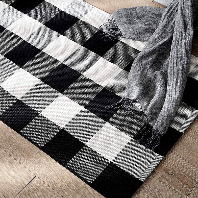 LEVINIS Outdoor Doormat 3Ã—2- Durable and Machine Washable Black and White Outdoor Mat Cotton Farmhouse Porch Rugs Hand-Woven Buffalo Plaid Door Mats for Front Porch Decor - Image 5
